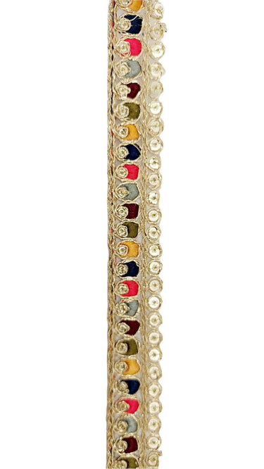 Multicoloured Tissue Fabric Sequin Border, Beige Shimmer Lace Trim, Decorative Trim